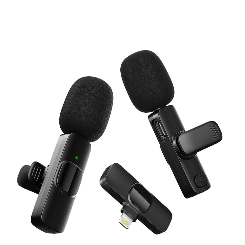 Dual Professional Wireless Lavalier Lapel Microphone for iPhone, iPad, Mini Video Recording Mic for Interview Video Podcast Vlog YouTube & Livestream, Noise Reduction, Plug & Play