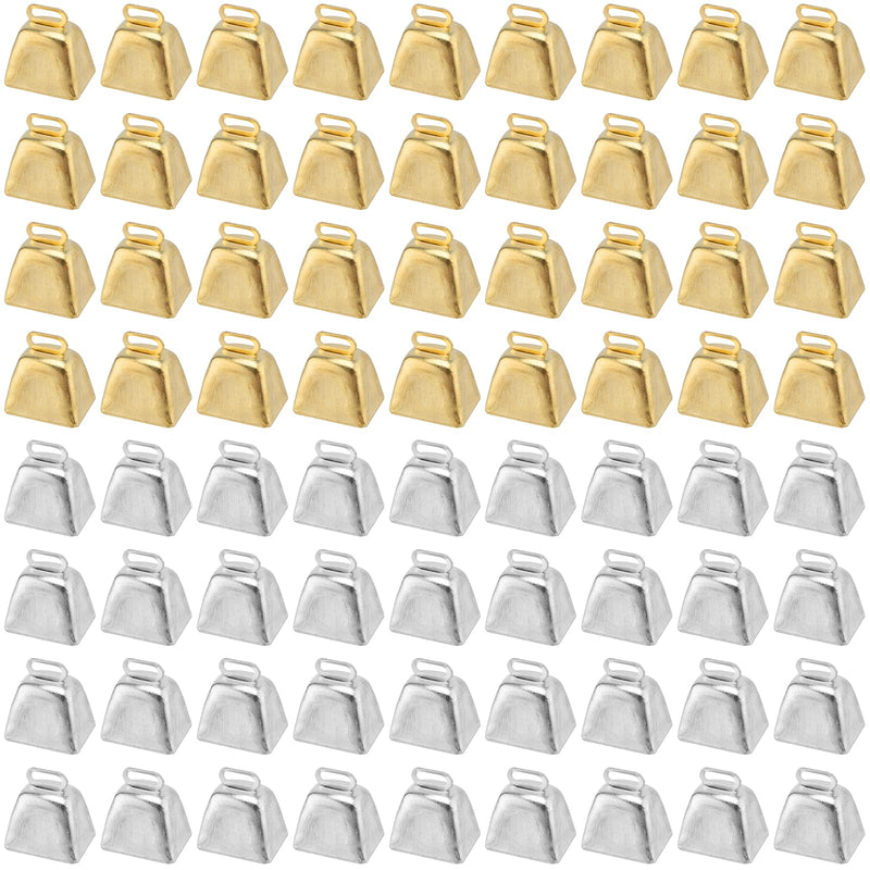 [AUSTRALIA] - KEILEOHO 72 PCS Mini Cow Bells, Metal Cowbell for Crafts, Wind Chimes, Wedding, Parties Decorations, Gold and Silver, 1 Inch 