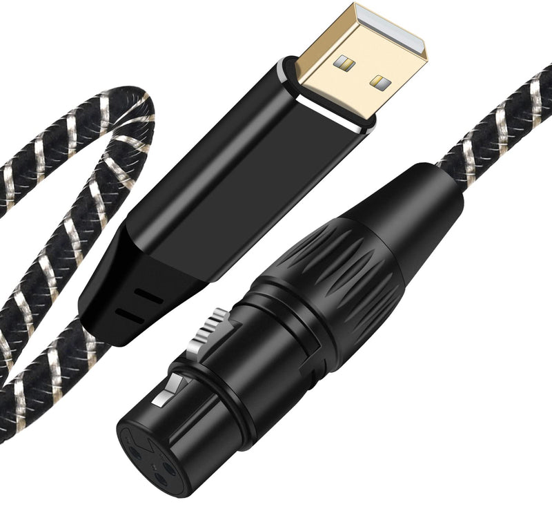USB Microphone Cable 6.6Ft,XLR to USB Cable,USB Male to XLR Female Mic Link Cable Adapter for Microphones,Recording,Karaoke,Live Podcast 6.6Feet USB to XLR Female