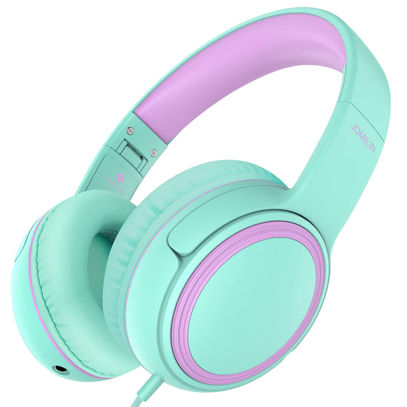 JOMILIN A10 On-Ear Headphones with Microphone, Lightweight Folding Stereo Bass Headphones with 1.5M No-Tangle Cord, Portable Wired Headphones for Smartphone Tablet Computer MP3 / 4 (Green) Green