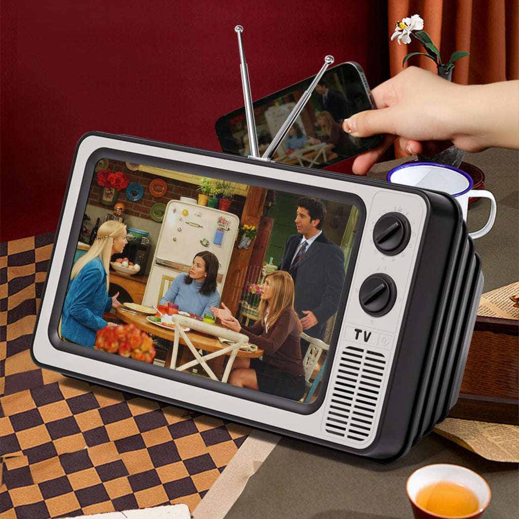 12" Retro TV Amplifier Phone Screen Magnifier - Gifts for Dad - 3D HD Mobile Phone Screen Magnifying Enlarger for Movies, Videos, Games - Fit for All Smartphones (Vintage Brown) Vintage Brown