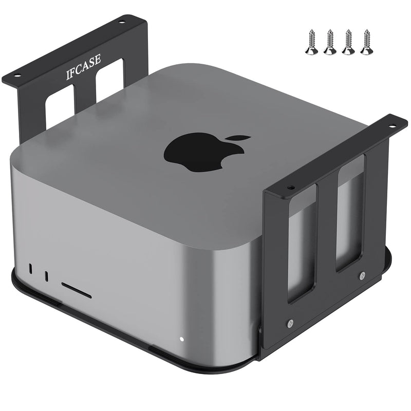 IFCASE Aluminum Under Desk Mount for Mac Studio M4 M3 M2 M1 Max, Ultra with Anti-Scratch Pad (Black) Black