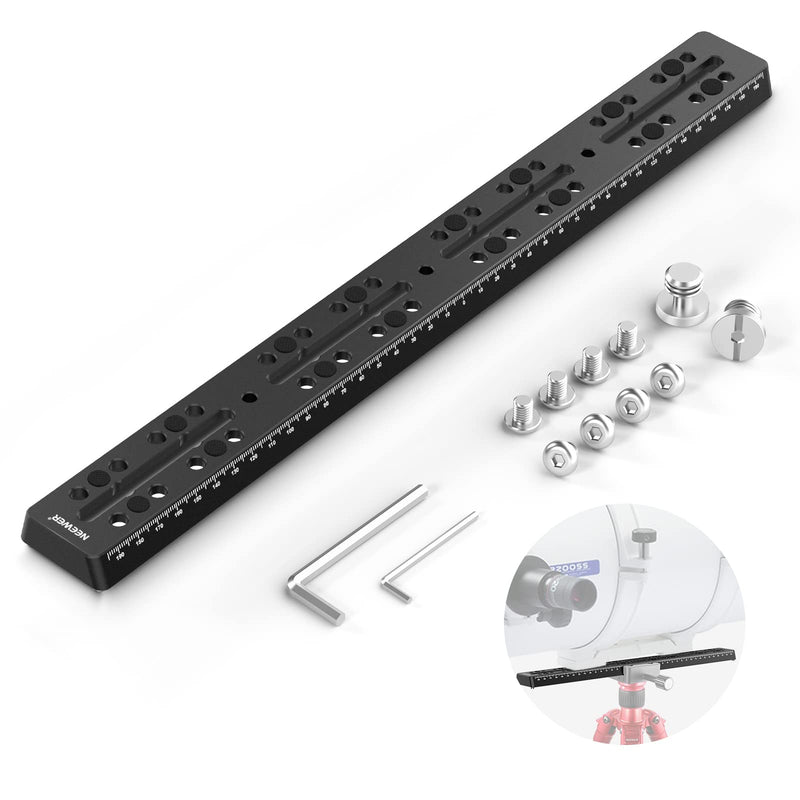 NEEWER 15.7"/400mm Rail Bar Vixen Style Dovetail Plate, Metal Mounting Plate Saddle with M6 1/4" 3/8" Camera Screw for Telescope Mount Adapter OTA Equatorial Tripod Sky Astrophotography, QR009