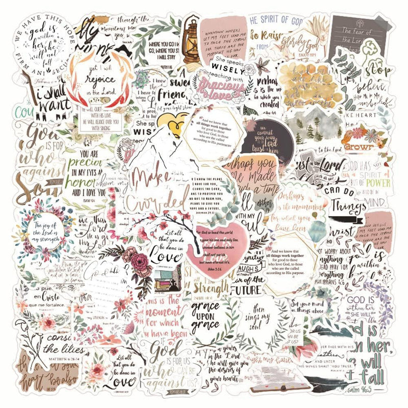 100PCS Bible Verse Faith Stickers,Christian Inspirational Stickers,Jesus Stickers,Vinyl Waterproof Stickers,for Water Bottle Laptop Phone Bumper Computer Guitar,Teens Adults Women Christian Gift Bible Verse Stickers