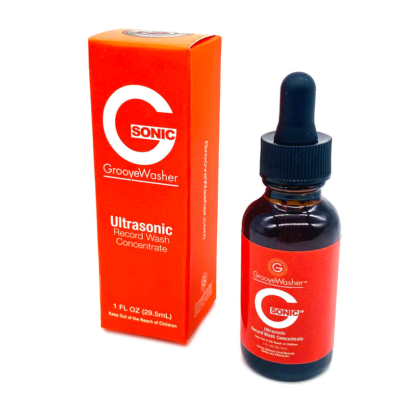 GrooveWasher G-Sonic Ultrasonic Record Wash Concentrate – Professional Cleaner for Vinyl Records, Compatible with Record Cleaning Machines, Safe Groove Penetrating Cleaner for Delicate Vinyl Records