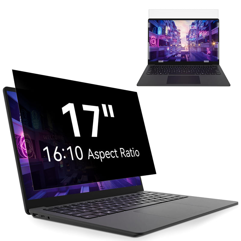 Laptop Privacy Screen 17 Inch Compatible With Lenovo Hp Dell Acer Asus Thinkpad Envy Xps, 16:10 Aspect Removable Anti Glare Blue Light Filter Protector, 17in Computer Monitor Privacy Shield [1 PACK] 17'' Privacy Screen (16:10)