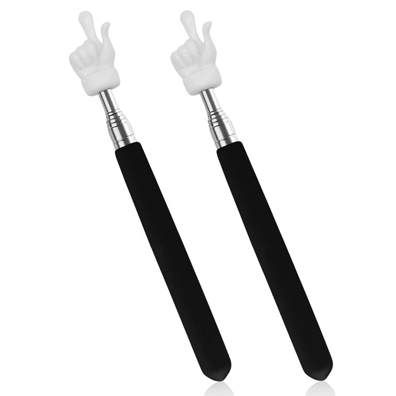 2Pcs Telescopic Teachers Pointer, Extendable Hand Pointer Finger Pointer Stick, Mini Retractable Classroom Pointer for Elementary School Kindergarten Teacher, Classroom Supplies (Black) 2PCS