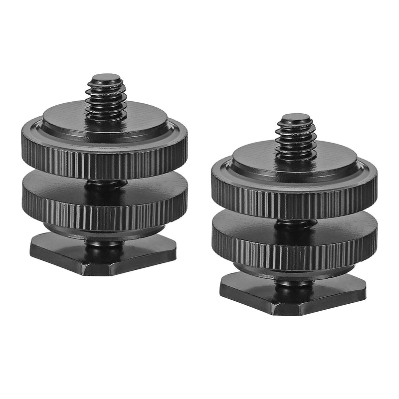 PATIKIL 1/4"-20 Camera Hot Shoe Mount, 2 Pack Flash Cold Shoe Mount Tripod Screw Adapter for DSLR Rig Black