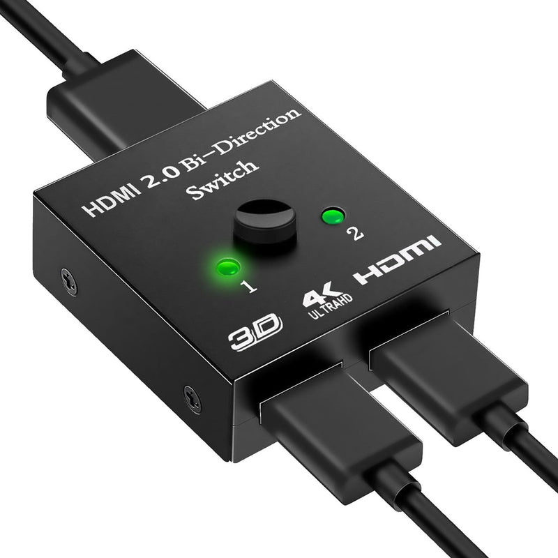 HDMI Switch 4K 60Hz, MVBOONE HDMI Splitter 2 in 1 Out, Ultra HD 4K 1080P 3D HDR, Compatible for HDTV, Xbox, PS5/4/3, Roke, Blu-Ray Player