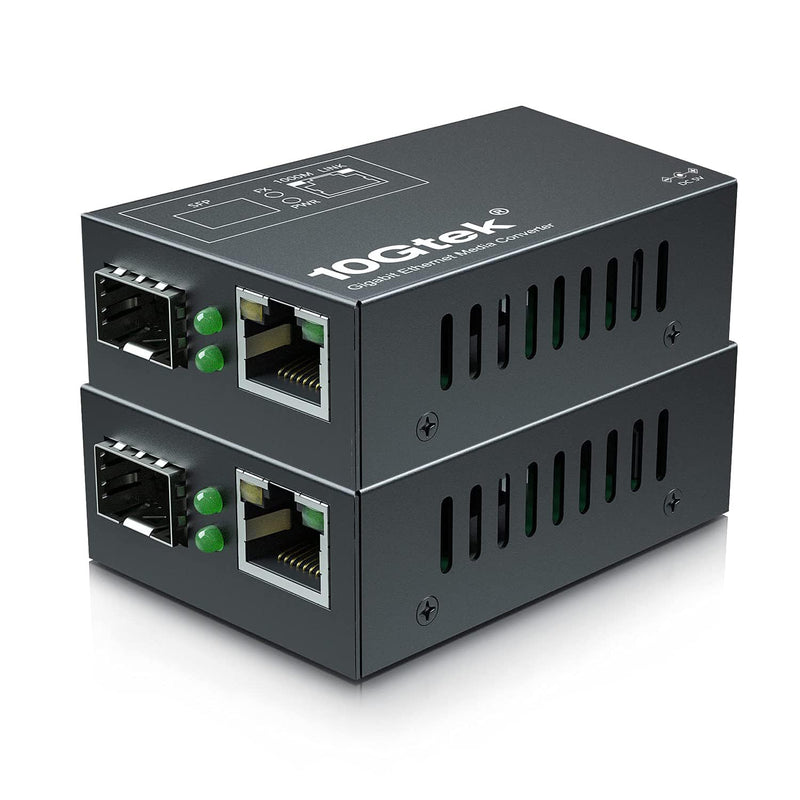 10Gtek [Mini Size] Gigabit Ethernet Media Converter, Open SFP Fiber to Ethernet RJ45 Converter for 10/100/1000Base-Tx to SFP(SFP Slot Without Module), UL Certified, Pack of 2