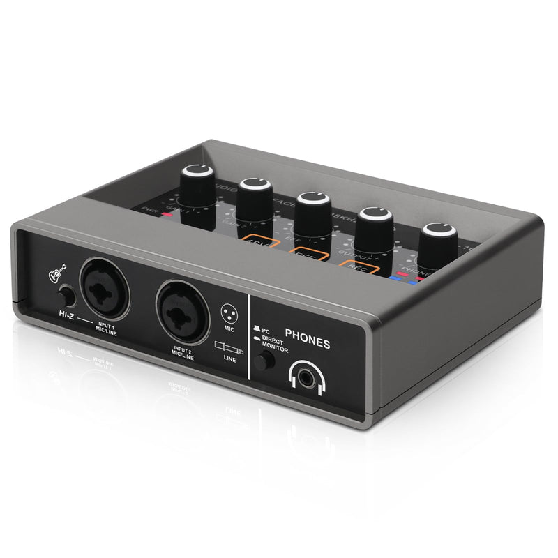 XTUGA USB Audio Interface for PC with Touch Model 16 bit/48 kHz, DSP Effect, 48V Phantom Power XLR Audio Interface for Recording Music, Live Streaming, Q-16