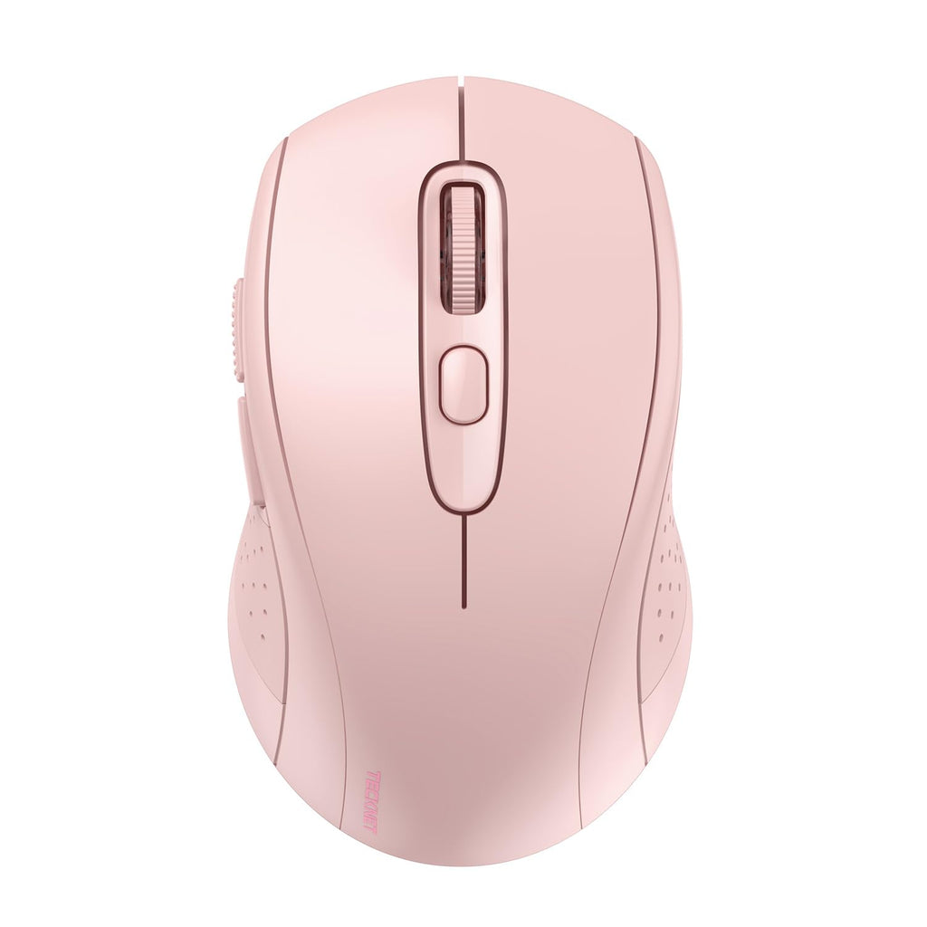 TECKNET Bluetooth Wireless Mouse, 3 Modes Bluetooth 5.0 & 3.0 Mouse 2.4G Wireless Portable Optical 4000 DPI Mouse with USB Nano Receiver,for Laptop, MacBook Pro Air, PC, Computer (Pink) Pink