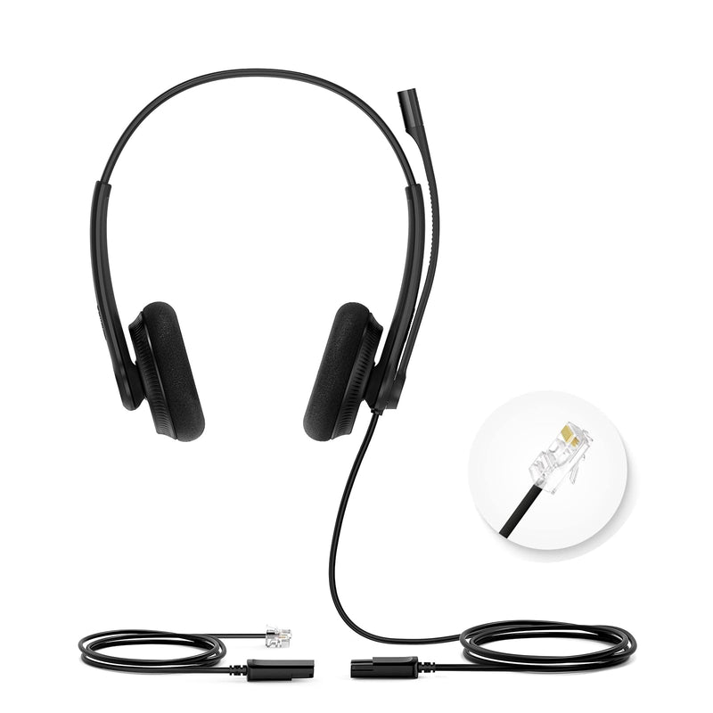 [AUSTRALIA] - Yealink YHS34 Lite Dual Telephone Headset with RJ9 Jack Phone Headset with Microphone Noise Canceling, Compatible Poly Snom Desk Landline Phones (2.1m Cable) YHS34 Dual - RJ9 Headset Sponge Earpad 