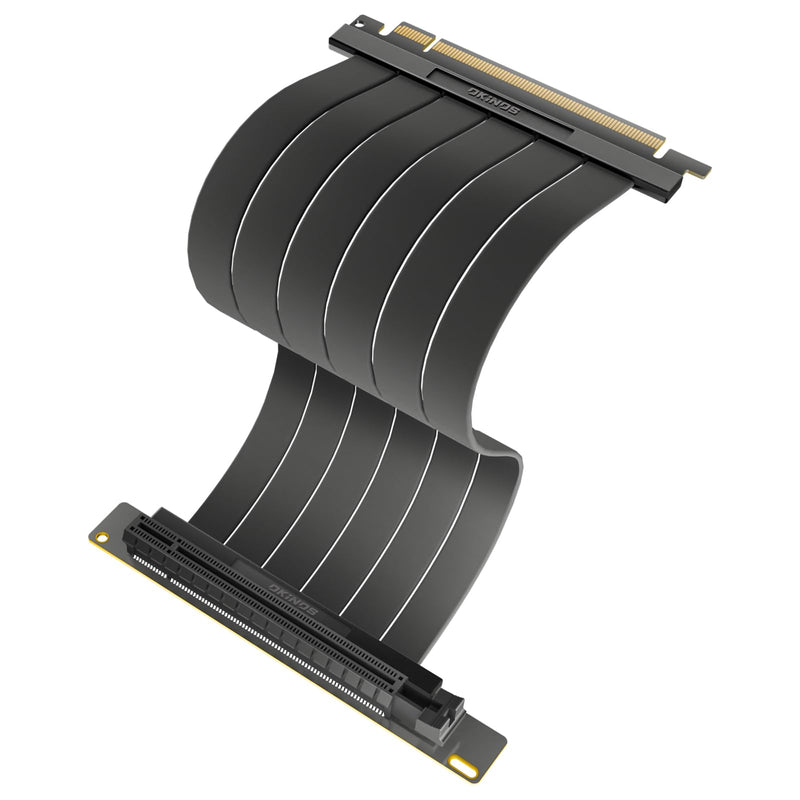 PCI-E 4.0 Riser Cable, RTX4090 RX7900XTX Tested, PCIe 4.0 x16 High Speed Flexible Extender Card Extension Port 90 Degree Adapter, Compatible with RTX4090, RTX4080, RTX4070 Super, 200mm Black