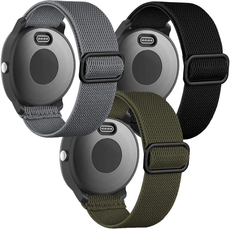 Elastic Bands for Garmin Venu/Sq/Sq 2/Forerunner 245/645 Music Watch Bands, Garmin Vivoactive 5 Bands, 20mm Nylon Sport Wristband for Garmin Vivomove HR/Sport,Vivoactive 3 Men Women Black+Green+Gray