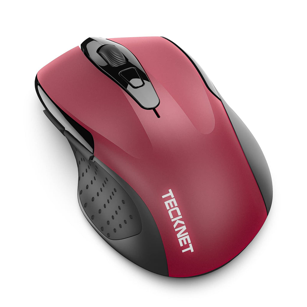 TECKNET Bluetooth Mouse, 3200 DPI Wireless Mouse (BT5.0 & 3.0) 5 Adjustable DPI, 6 Buttons and 2-Year Battery Computer Mouse Compatible with Laptop/Computer/Mac/Windows/Chromebook/Notebook Red