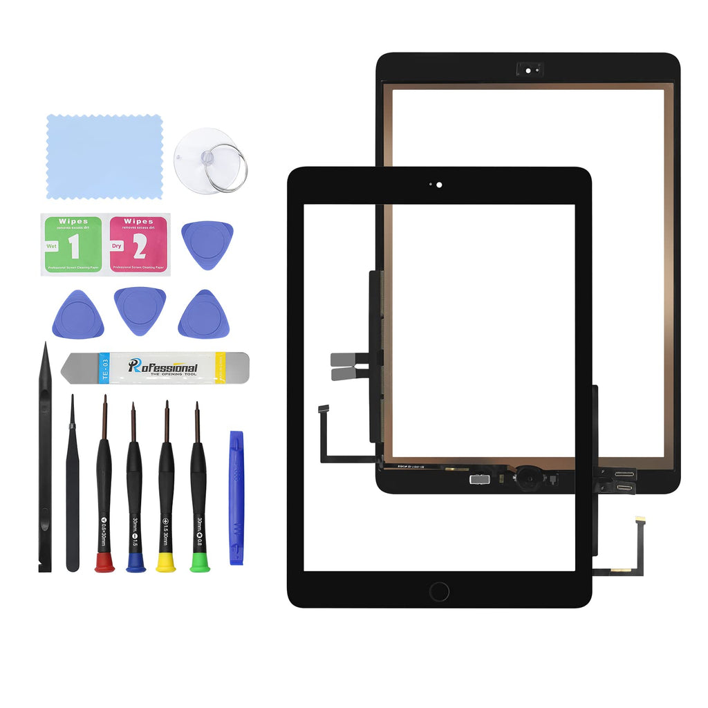 GBOLE 10.2" for iPad 7 7th / 8 8th Gen Screen Generation A2197 A2198 A2200 A2270 A2428 A2429 A2430 Replacement Glass Touch Digitizer Premium Kit + Home Button, Tools, Adhesive - Black