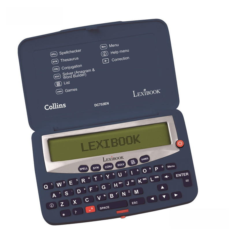 Lexibook - Collins English Dictionary, 13th Edition - Electronic Pocket Spellchecker, Thesaurus, Crossword Solver, Conjugation, Anagram Solver, Words Games, with Battery, Blue/White, DC753EN