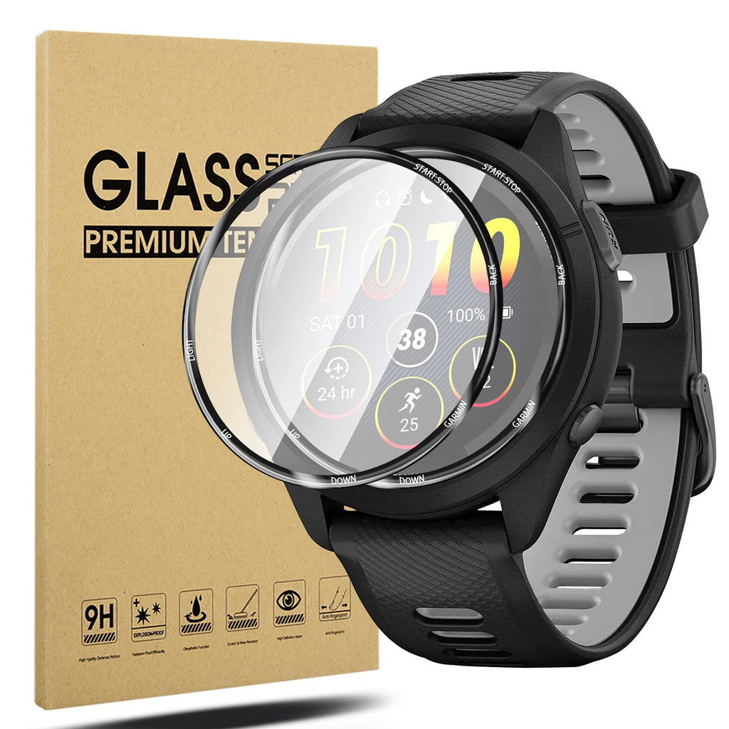 Suoman 2-Pack for Garmin Forerunner 265 Screen Protector, [Anti-Scratch] Ultra-thin Screen Protector 2.5D 9H for Garmin Forerunner 265 Smartwatch