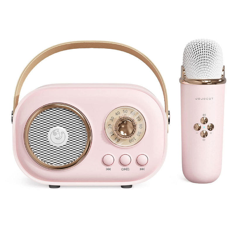 Mini Karaoke Machine,Karaoke Machine for Kids and Adults,Cute Karaoke with Microphone Set,Portable Bluetooth Speaker with Microphone,Retro Handheld Style for Family Party Meeting Singing (Pink) Pink