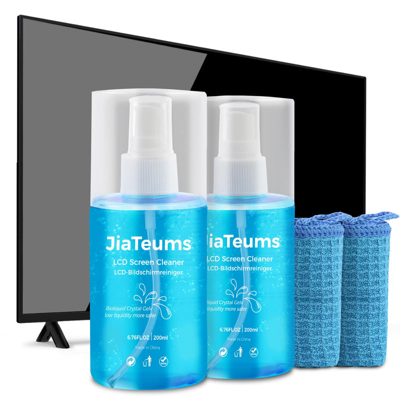 Jiateums Screen Cleaner Spray, (200ml/6.7oz)- Touchscreen Cleaning Spray with Wipe Cloth for LCD LED TV, Displays on Computer, Computer Laptop Phone Electronic Screen,Monitor, Glasses (200mlx2) 200mlx2