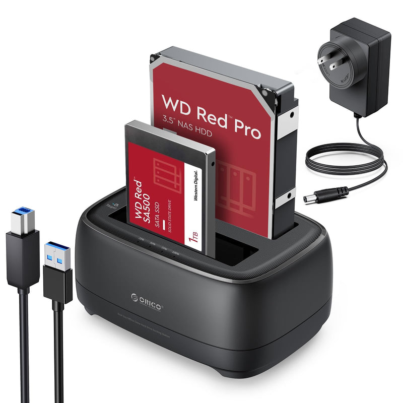 ORICO Dual Bay Hard Drive Docking Station Hard Drive Cloner | USB to SATA with Duplicator/Offline Clone Function External Hard Drive Dock for 2.5''/3.5'' HDD SSD Support UASP Plug&Play DD28U3-C