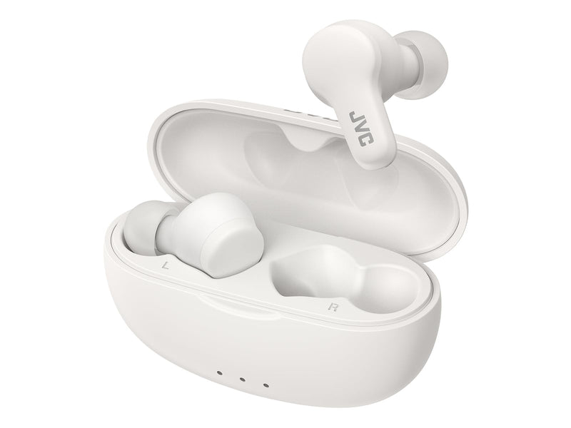 JVC Gumy HAA7T2W True Wireless Earbuds, White | Bluetooth 5.3, 24-Hour Playback, IPX4 Water Resistant, XS/S/M/L Earpieces, Built-in Mic Compact