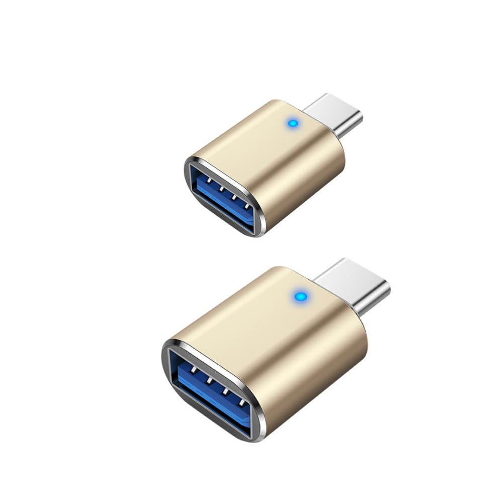 2 Pack USB-C Male to USB 3.1 Female Adapter OTG USB-C to USB Adapter Converter, GEN 2 (Gold) Gold
