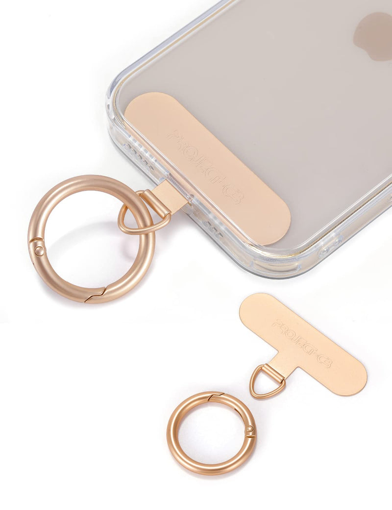 project-cb Phone Tether Tab ×1,Spring Ring ×1,Metal Patch,Universal Phone Lanyard Patch Without Adhesive,Phone Strap Replacement Part for Cell Phone (Gold) Gold