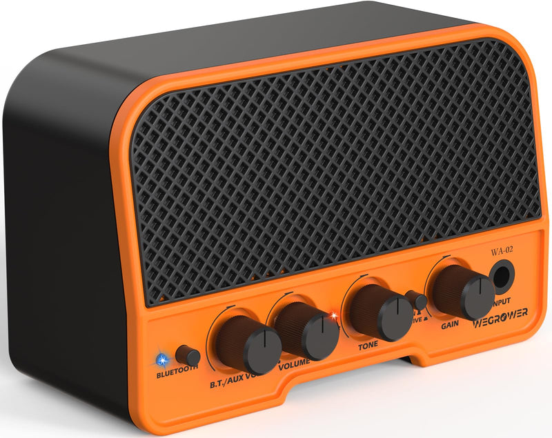 Electric Guitar Amp, Bluetooth 5W Rechargeable Amplifier, Clean &Overdrive Effects 2 Channels with Headphone Output, Small Guitar Amp for Electric Guitars