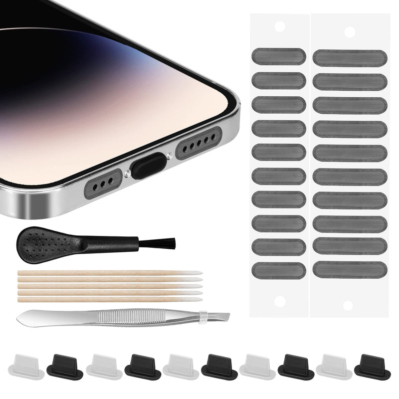 AFARER iPhone Dust Plug, Lightning Port Plug Protector Phone Speaker Dustproof Mesh Stickers, with Cleaner Tools, Anti Dust Plugs for iPhone 14/13/12/11 Pro Max Compatible with iPhone and AirPod Lightning -iPhone