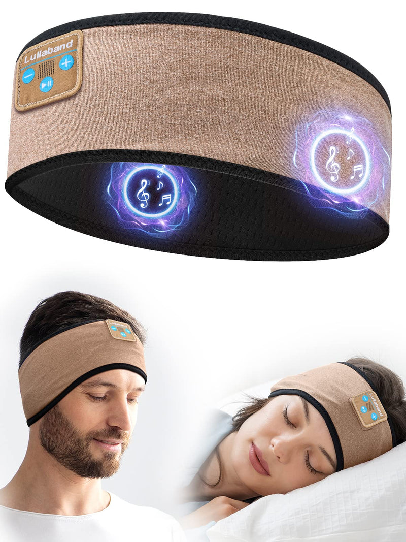 Lullaband Sleep Headphones Bluetooth Headband, Soft Elastic Comfortable Sleep Headband, Headband Headphones with Ultra-Thin HD Stereo Speakers Perfect for Sleeping,Yoga,Insomnia, Air, Meditation Desert