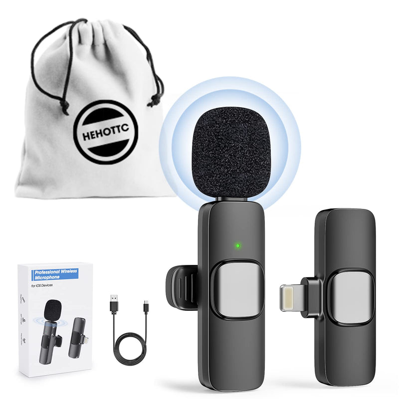 HEHOTTC Mini Wireless Lavalier Microphone for iPhone iPad - Noise Reduction Lapel Mic for Recording, Clip on Microphone, Omni Lav Mic for Video Recording, Content Creating, YouTube, Tiktok