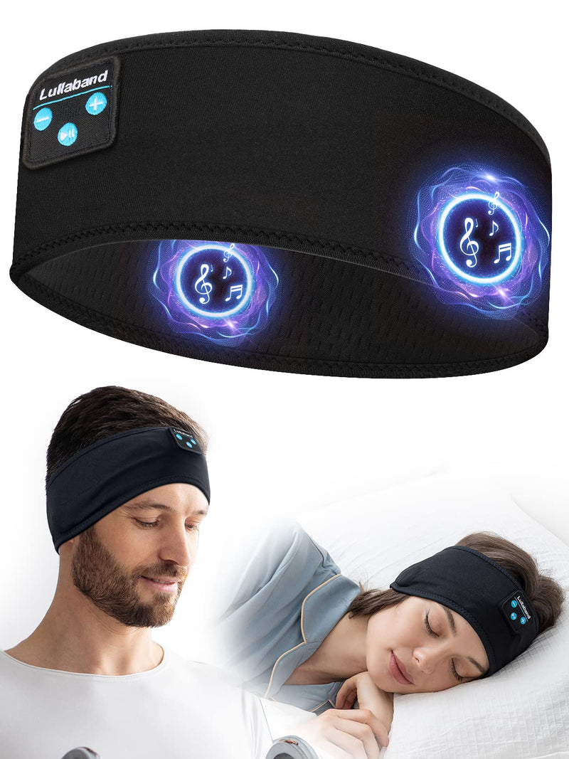 Lullaband Sleep Headphones, 10+ Hours Play Time with Stereo HD Hi Fi Speakers, Sleeping Headphones Bluetooth Headband for Office Nap Air Travel Relaxing Meditating Cool Tech Gadgets Unique Gifts Black