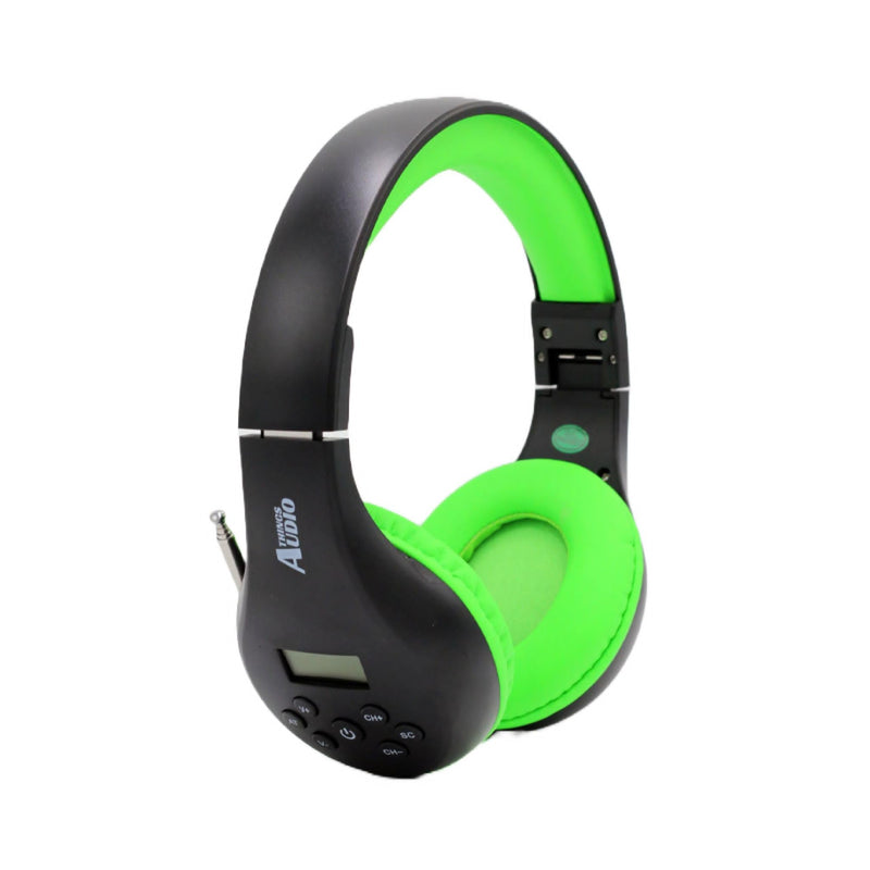 Things Audio Portable Personal FM Radio Headphones Pull-Out Antenna for Great Reception, Walking, Jogging, Relaxing, School, Talk Radio - Powered by 2AA Batteries (Not Included) (Black & Lime Green) Black & Lime Green