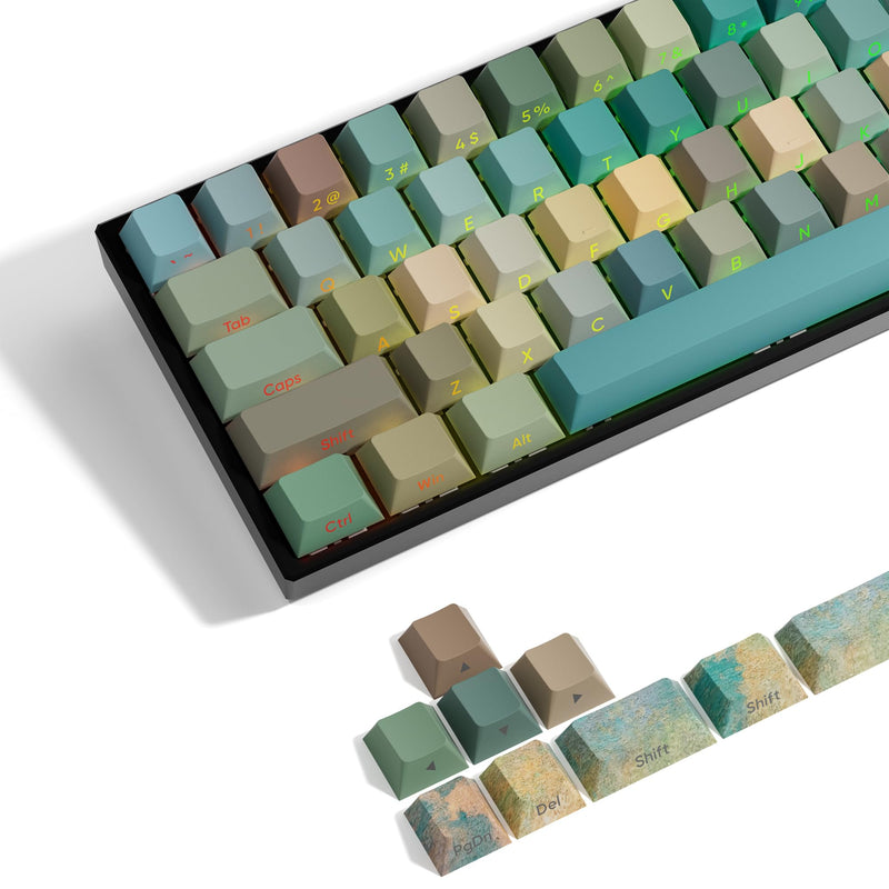 dagaladoo XVX Side Printed PBT Keycaps,Double Shot Shine Through Custom Keycaps,5 Side Dye-Sublimation Cherry Profile 132 Keys, Oil Painting Style keycaps for Mechanical Keyboards