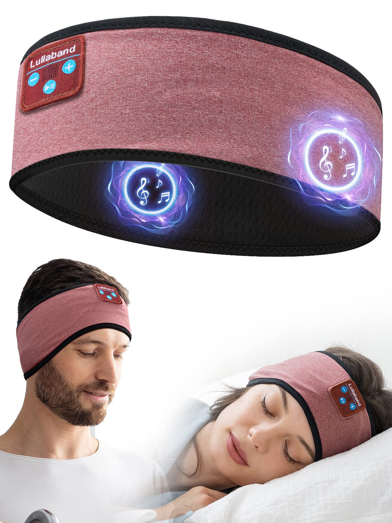 Lullaband Sleep Headphones - Bluetooth Headband Headphones - Ultra-Long Play Time Sleeping Headphones, Birthday Father Mother Valentine's Day Gifts for Women Men Coral Red