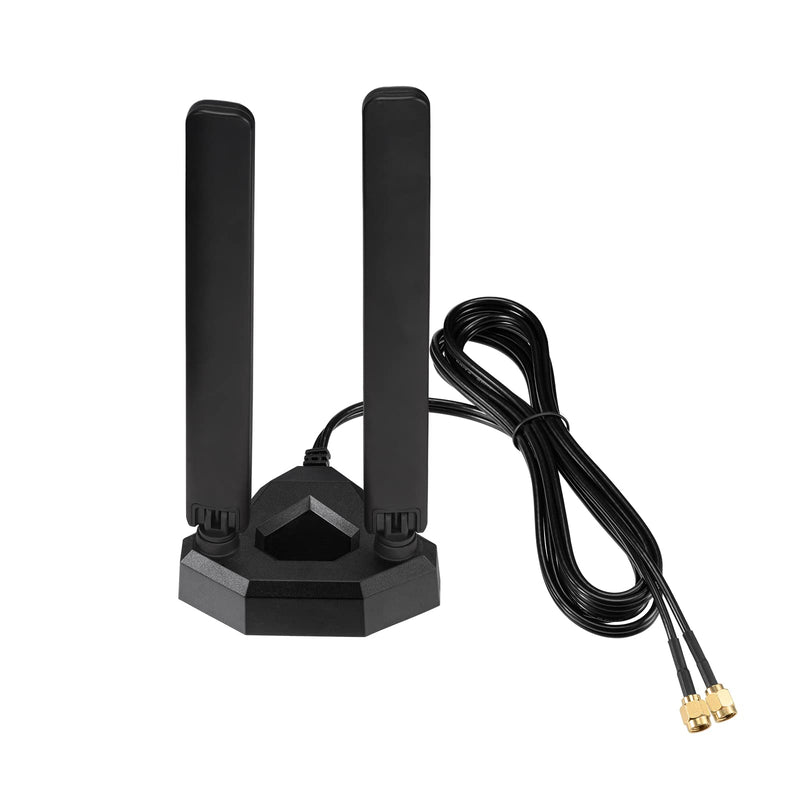 Eightwood WiFi 6E Tri-Band Antenna 6GHz 5GHz 2.4GHz Gaming WiFi Antenna | Magnetic Base Antenna with 6.5ft Extension Cable for PC Desktop Computer PCIe WiFi 6E Card, Router 5dbi wifi 6e antenna