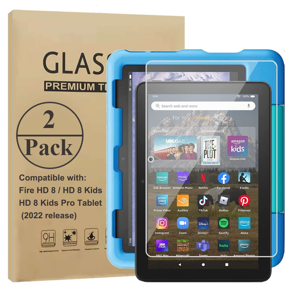 Ytuomzi 2 Pack Screen Protector for 8/8 Plus Tablet 8-inch (2022/2020), Premium Tempered Glass Screen Film for 8” Kids Pro Tablet, Ultra Clear, Anti-Scratches, Case Friendly
