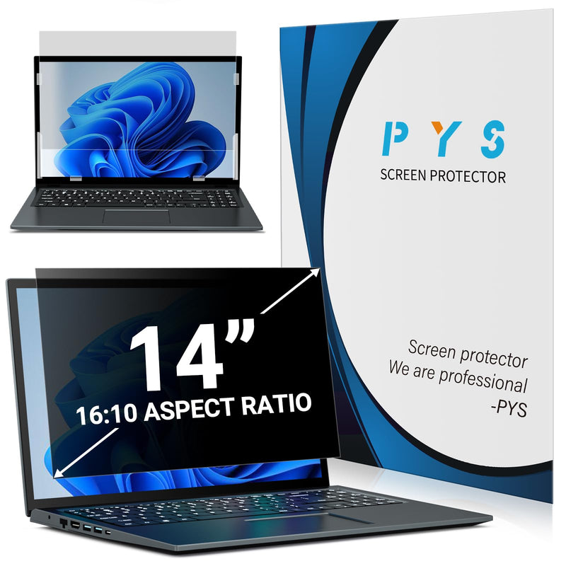 PYS Laptop Privacy Screen 14 Inch 16:10 for Lenovo HP Dell - Removable Laptop Computer Screen Privacy Shield - Anti Glare & Blue Light Laptop Screen Filters for Eye Protection 14 Inch (Diagonal) - 16:10 Aspect Ratio