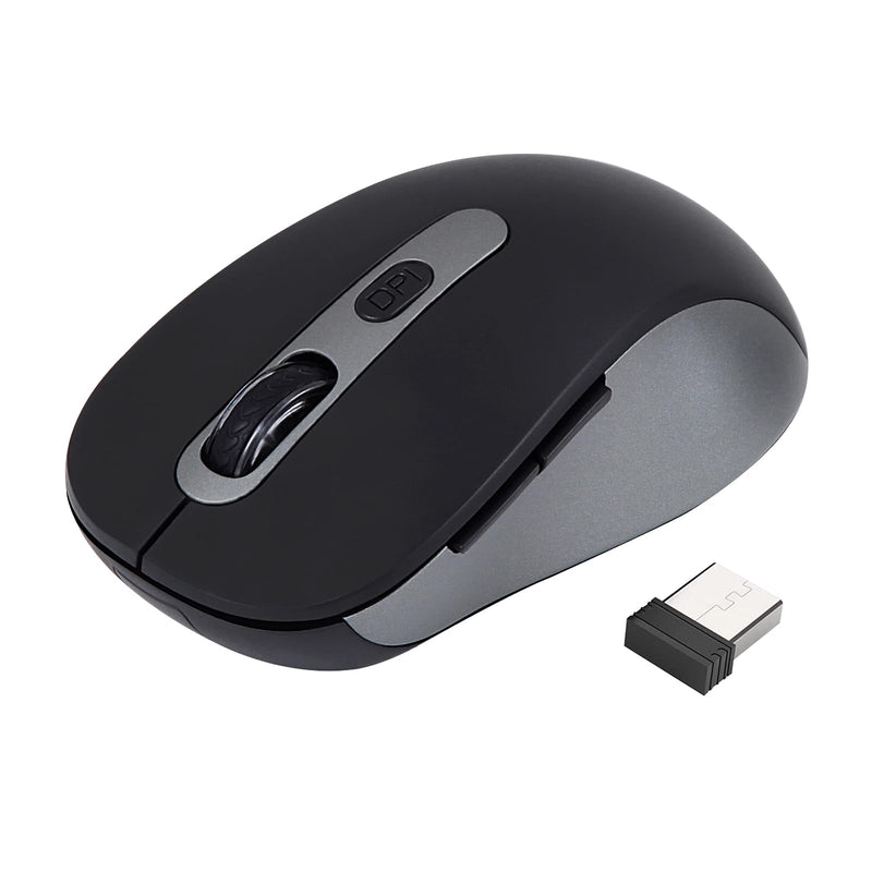 Wireless Mouse for Laptop, PC, Chromebook, Mac, MacBook, Silent Wireless Mouse with USB Nano Receiver, Side Button, 2400 DPI, Anti Slip Roller, 6 Button Ergonomics Cordless Computer Mice - Black Gray AT258-Black & Grey