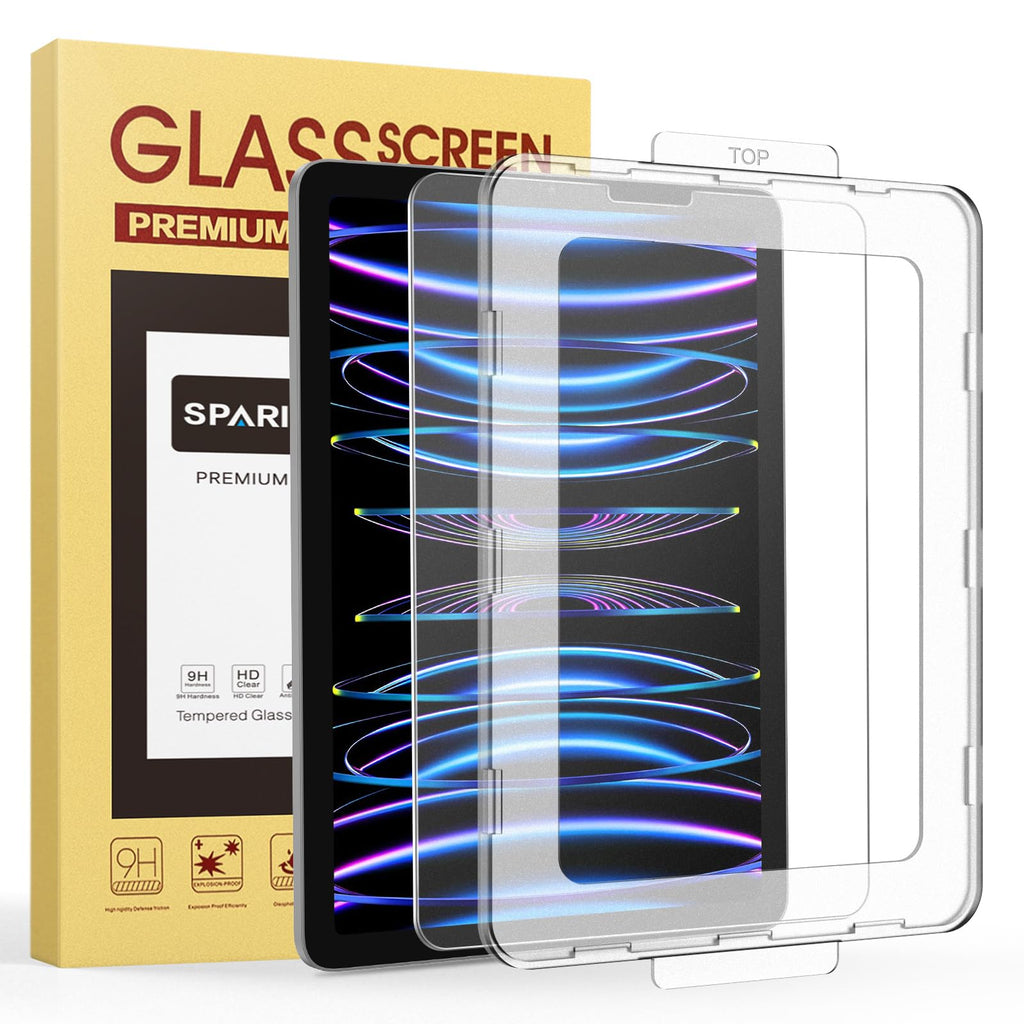 SPARIN Matte Glass Screen Protector for iPad Pro 11 inch/iPad Air 5th/4th Generation 10.9 inch with Auto Installation Kit - One touch Tempered Glass, Anti-Glare, Draw Like on Paper