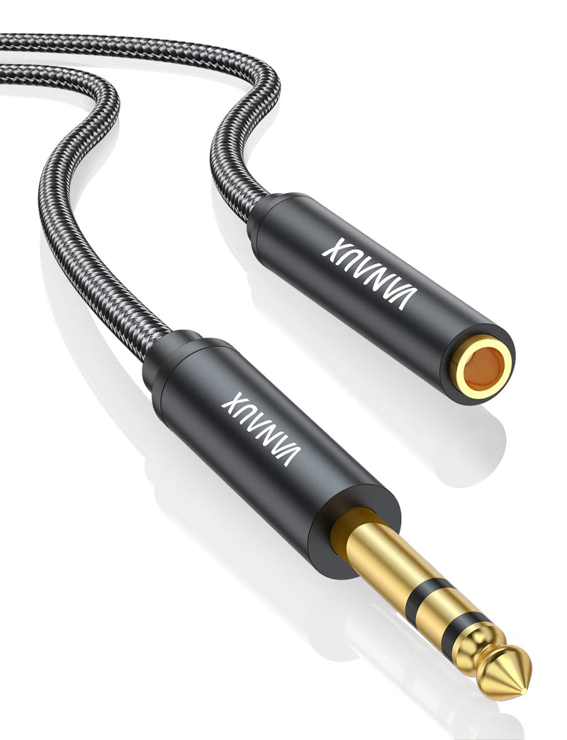 VANAUX 1/4 Inch Extension Cable, 6.35mm 1/4" TRS Male to Female Headphone Guitar Extension Cable with Guitar,Keyboards,Bass,Electronic Drum,Pedal Effects,Amplifier,Mixer,Speaker (10feet/3m) 10feet/3m