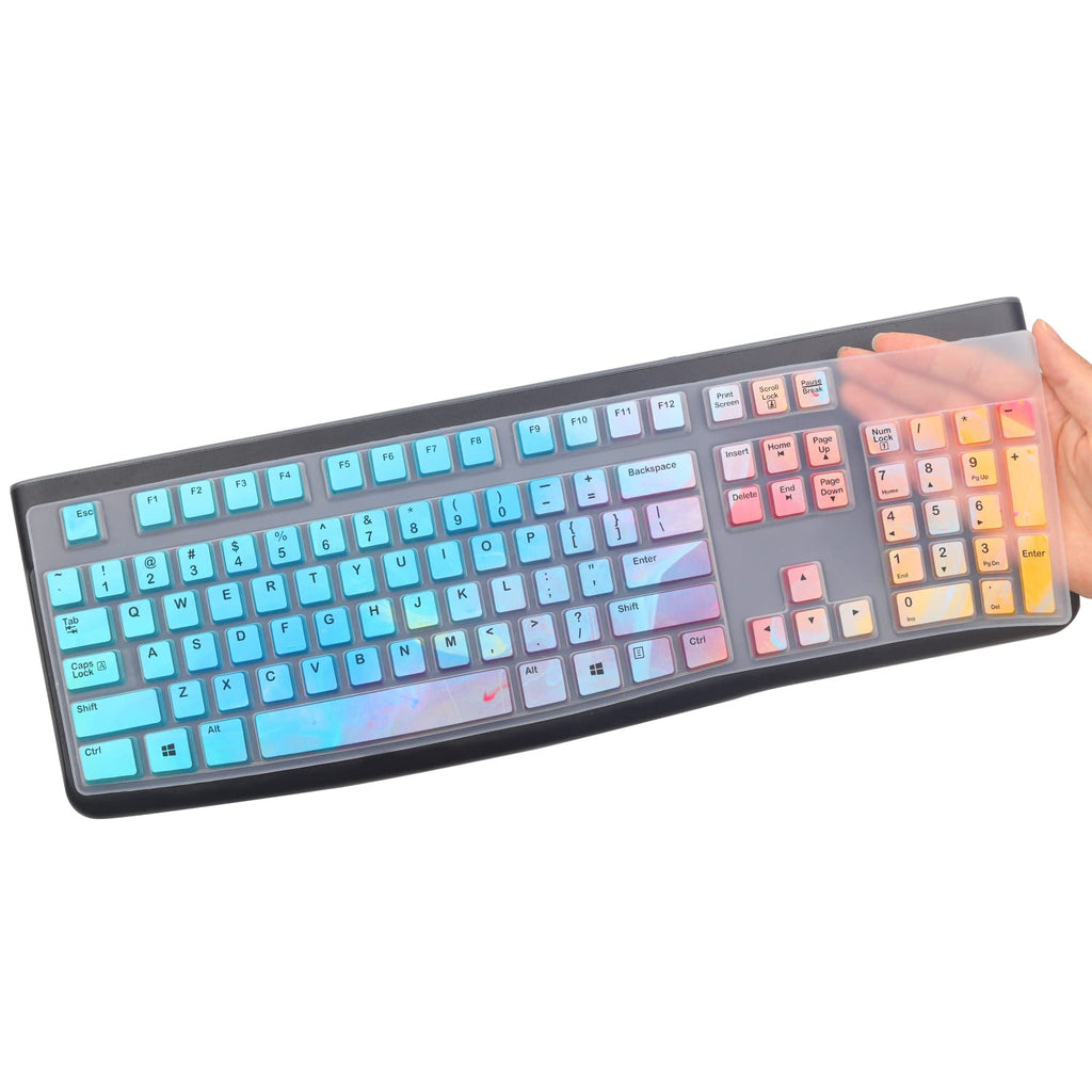 Silicone Keyboard Cover for Logitech K120 & MK120 Ergonomic Desktop USB Wired Keyboard, Logitech K120 & MK120 Keyboard Protective Skin US Layout (NOT Fit Other Model)-Colorful Colorful