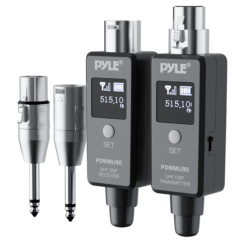 Pyle Multifunctional UHF Wireless XLR Adapter System,Transmitter And Receiver For Dynamic Microphones And Music Sources,48k Frequency Signal Transmission,USB Recharge Capable,90 Feet Range,Dark Gray Sound And Recording Equipment