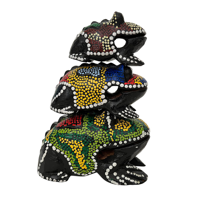 [AUSTRALIA] - Set of 3 Hand Painted Wooden Frog Guiro Rasps - Percussion Instrument Tone Blocks FRX3P1 