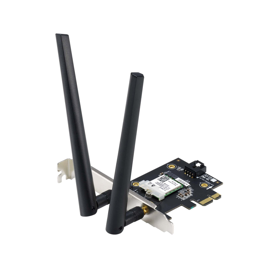ASUS PCE-AXE5400 WiFi6 6E PCI-E Adapter with 2 External Antennas. Supporting 6GHz Band, 160MHz, Bluetooth 5.2, WPA3 Network Security, OFDMA and MU-MIMO AXE5400 | WiFi 6E