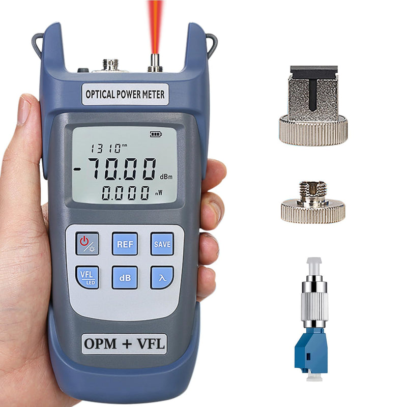 Fiber Optical Power Meter with 10Km Light Source SC FC Connector, -70~10dBm, 10 Optic Wave Length, Optic Test Equipment for CCTV Communication Engineering