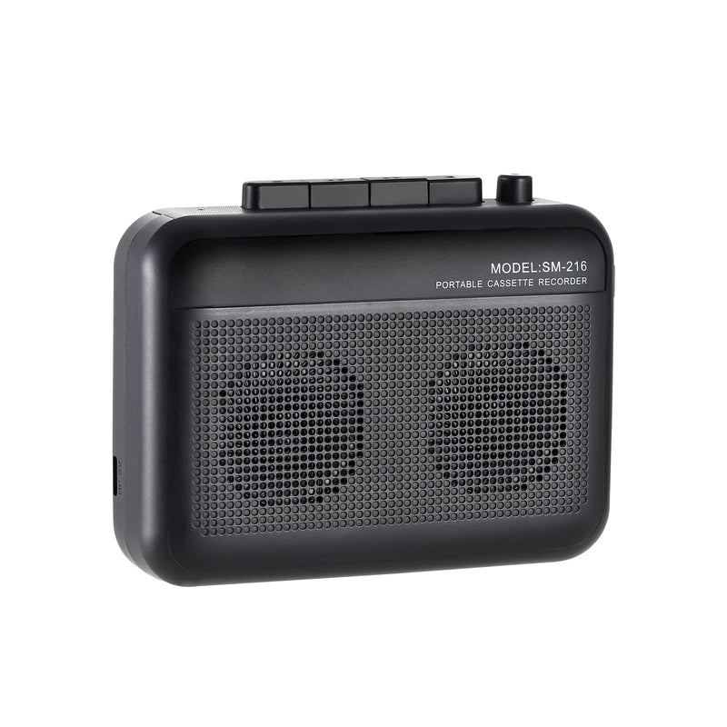 [AUSTRALIA] - Portable Cassette Player Recorder with Bluetooth Transmitter, Small Cassette Tape Player with Headphone Jack, Build-in Speaker, Microphone Jack, Powered by AC Adapter or AA Battery- Black 
