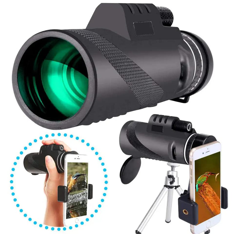 40x60 HD Monocular Telescope High Power Lightweight for Adults with Phone Adapter Tripod and Strap for Bird Watching Stargazing Hunting Camping Sports Hiking Travel Scenery BAK4 Prism Coated FMC Lens